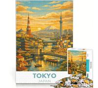 Puzzle da 1000 pezzi per adolescenti con poster di viaggio di Tokyo, Giappone, giocattolo educativo, decorazione per la casa, con poster abbinato e foglio di curiosità 38x26cm