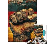 Puzzle da 1000 pezzi per adolescenti con pugno alzato sulla bandiera tedesca taglio di precisione interazione genitore-figlio regalo di Natale o compleanno 38x26cm