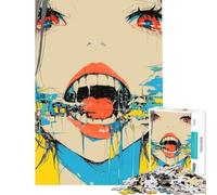 Puzzle da 1000 pezzi per adolescenti con ragazza anime a bocca aperta Gioco divertente e coinvolgente per coltivare la pazienza donne e uomini divertente e spiritoso (50x75cm)