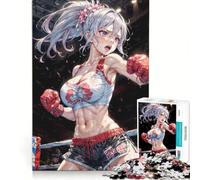 Puzzle da 1000 pezzi per adolescenti con ragazza anime che fa boxe, giocattolo educativo, decorazione per la casa, con poster abbinato e foglio di curiosità 38x26cm