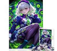 Puzzle da 1000 pezzi per adolescenti con ragazza anime dagli occhi verdi gioco di puzzle interattivo da 1000 pezzi ottimo regalo per gli appassionati di videogiochi regalo di compleanno (50x75cm)