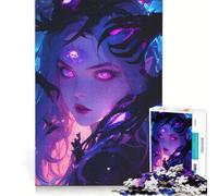 Puzzle da 1000 pezzi per adolescenti con ragazza anime dagli occhi viola, giocattolo educativo, decorazione per la casa, con poster abbinato e foglio di curiosità 38x26cm