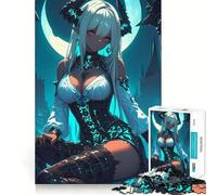 Puzzle da 1000 pezzi per adolescenti con ragazza anime demone dai capelli bianchi,gioco stimolante per la mente,incastro perfetto,senza spazi vuoti,attività rilassante per gruppi al chiuso (50x75cm)