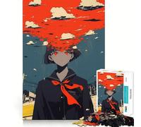 Puzzle da 1000 pezzi per adolescenti con ragazza anime e cielo rosso,decorazione con ritagli precisi,gioco cognitivo,giocattolo per il tempo libero,regalo di Natale rilassante (38x26cm)