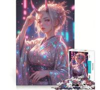 Puzzle da 1000 pezzi per adolescenti con ragazza anime e drago, antistress, decorazione per la casa, collezione d'artista, belle arti 38x52cm