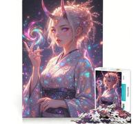 Puzzle da 1000 pezzi per adolescenti con ragazza anime e drago, giocattolo antistress, decorazione per la casa, collezione d'artista, belle arti 38x26cm