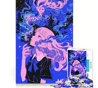 Puzzle da 1000 pezzi per adolescenti con ragazza anime e fumo cosmico, giocattolo educativo, decorazione per la casa, con poster abbinato e foglio di curiosità 38x52cm