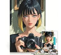 Puzzle da 1000 pezzi per adolescenti con ragazza anime e macchina fotografica, ritratto, gioco per famiglie, decorazione da parete, per rafforzare l'amore tra le coppie 38x26cm
