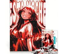 Puzzle da 1000 pezzi per adolescenti con ragazza anime e scritta 'Esta Noche', gioco rilassante, attività divertenti da fare a casa, ottimo regalo per gli appassionati di videogiochi 50x75cm