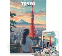 Puzzle da 1000 pezzi per adolescenti con ragazza anime e torre di Tokyo, giocattolo educativo, decorazione per la casa, con poster e foglio di curiosità abbinati 38x52cm