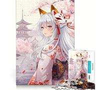 Puzzle da 1000 pezzi per adolescenti con ragazza anime,maschera da volpe e kimono,gioco stimolante per la mente,incastro perfetto senza spazi vuoti,rilassante attività di gruppo al chiuso (38x26cm)