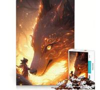Puzzle da 1000 pezzi per adolescenti con ragazza e volpe gigante nella foresta, decorazione da parete, per divertimento in famiglia, per rafforzare l'amore tra le coppie 38x26cm