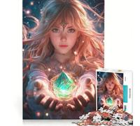 Puzzle da 1000 pezzi per adolescenti con ragazza fantasy e gemma, gioco educativo, decorazione da parete, ideale come regalo 38x52cm