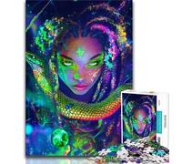 Puzzle da 1000 pezzi per adolescenti con ragazza serpente anime al neon, gioco per famiglie, antistress, sfida difficile, collezione di artisti, belle arti (38x26cm)