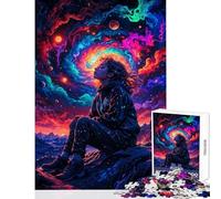 Puzzle da 1000 pezzi per adolescenti con ragazza spaziale al neon gioco rilassante migliora la memoria giocattolo decorativo per la casa regalo antistress (38x26cm)