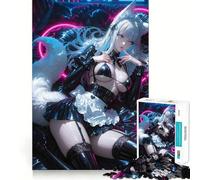 Puzzle da 1000 pezzi per adolescenti con ragazza volpe in abito di lattice,gioco stimolante per la mente,incastro perfetto,senza spazi vuoti,rilassante attività di gruppo al chiuso (38x26cm)