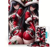 Puzzle da 1000 pezzi per adolescenti con ragazze gemelle di Babbo Natale ragazza anime Waifu disegno finemente ritagliato allenamento della concentrazione gioco divertente per i momenti
