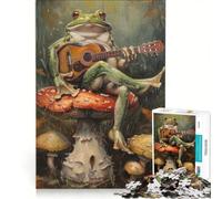 Puzzle da 1000 pezzi per adolescenti con rana, chitarra, musica e fungo, giocattolo decorativo da parete, per divertimento in famiglia, per rafforzare l'amore tra le coppie 50x75cm