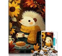 Puzzle da 1000 pezzi per adolescenti con riccio che indossa una sciarpa 1000 pezzi per adulti e adolescenti giochi rilassanti ideale come regalo per tutta la famiglia (50x75cm)