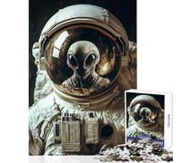 Puzzle da 1000 pezzi per adolescenti con riflesso alieno nel casco da astronauta giocattolo spaziale decorazione da parete regali di compleanno gioco pratico con pezzi completamente interconnessi