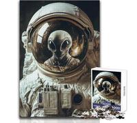 Puzzle da 1000 pezzi per adolescenti con riflesso alieno nel casco da astronauta, rompicapo spaziale, giochi per famiglie, decorazione perfetta, giocattolo, decorazione da parete, dimensioni 38x26cm