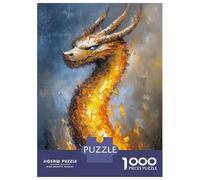 Puzzle da 1000 pezzi per adolescenti con ritratti di drago fuoco, pittura per adolescenti, gioco di pensiero, allenamento della memoria, divertimento per la casa, 52 x 38 cm/1000 pezzi