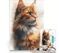 Puzzle da 1000 pezzi per adolescenti con ritratto ad acquerello di un gatto rosso gioco educativo difficile regalo di compleanno regalo di viaggio 38x52cm
