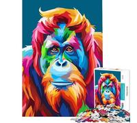 Puzzle da 1000 pezzi per adolescenti con ritratto colorato di orango gioco divertente e coinvolgente per coltivare la pazienza regalo per donne e uomini divertente e spiritoso (dimensioni 38x26cm)