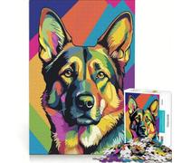 Puzzle da 1000 pezzi per adolescenti con ritratto colorato di pastore tedesco in stile pop art, decorazione da parete, passatempo ideale per le vacanze a casa, per rafforzare il legame di coppia