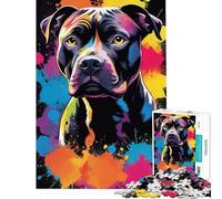 Puzzle da 1000 pezzi per adolescenti con ritratto colorato di Pitbull sfida per l'intelligenza e il cervello gioco avvincente e rilassante per tutta la famiglia opera d'arte regalo (38x26cm)