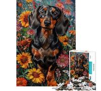 Puzzle da 1000 pezzi per adolescenti con ritratto di bassotto floreale puzzle fai-da-te per ragazzi ideale per le vacanze a casa e per passare il tempo insieme interattivo tra genitori e figli