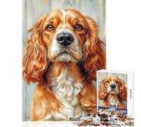 Puzzle da 1000 pezzi per adolescenti con ritratto di Cocker Spaniel dorato giocattoli antistress regali di Babbo Natale segreto gioco rompicapo impegnativo da completare dimensioni 50x75cm