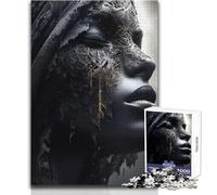 Puzzle da 1000 pezzi per adolescenti con ritratto di donna scura astratta, modello di assemblaggio per divertimento in famiglia e serata di giochi, ottimo regalo, dimensioni 38x52cm
