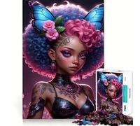 Puzzle da 1000 pezzi per adolescenti con ritratto di farfalla e fata con dettagli rosa,intagli precisi,gioco divertente per allenare la concentrazione e per i momenti di tranquillità,regalo di Natale