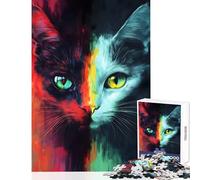 Puzzle da 1000 pezzi per adolescenti con ritratto di gatto doppio giocattolo educativo ottimi regali e giocattoli giochi rilassanti attività divertenti a casa dimensioni 50x75cm