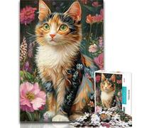 Puzzle da 1000 pezzi per adolescenti con ritratto di gatto, per adulti, 1000 pezzi, per la decorazione della casa, per età dai 14 anni in su, 50x75cm
