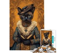 Puzzle da 1000 pezzi per adolescenti con ritratto di gatto regale e libro Puzzle per adulti giochi rilassanti regali per donne regali unici per compleanno e Natale (dimensioni 38x26cm)