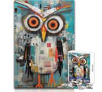 Puzzle da 1000 pezzi per adolescenti con ritratto di gufo astratto, motivo artistico per divertimento in famiglia e serata di giochi, modello da assemblare, ottimo regalo, dimensioni 38x52cm