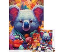 Puzzle da 1000 pezzi per adolescenti con ritratto di koala e fiori gioco pratico taglio di precisione giocattolo antistress per rafforzare l'amore tra le coppie (52x38cm)