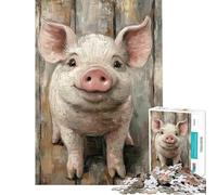 Puzzle da 1000 pezzi per adolescenti con ritratto di maiale sorridente Puzzle per adulti gioco divertente che migliora la memoria e aiuta ad allenare il cervello (dimensioni 38x52cm)