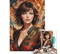 Puzzle da 1000 pezzi per adolescenti con ritratto di Milla Jovovich Puzzle divertenti per ragazzi con elementi di analisi e logica compleanno e Natale (dimensioni 38x26cm)