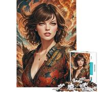 Puzzle da 1000 pezzi per adolescenti con ritratto di Milla Jovovich Puzzle per adulti divertente gioco decorazione per la casa compleanni e occasioni speciali (dimensioni 50x75cm)