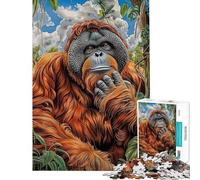 Puzzle da 1000 pezzi per adolescenti con ritratto di orango puzzle per adulti gioco rilassante che migliora la memoria ideale per compleanni e Natale (dimensioni 50x75cm)
