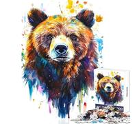 Puzzle da 1000 pezzi per adolescenti con ritratto di orso ad acquerello giocattoli antistress regali di Babbo Natale segreto gioco impossibile aiuta a esercitare il cervello dimensioni 38x26cm