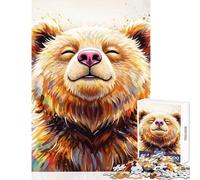 Puzzle da 1000 pezzi per adolescenti con ritratto di orso sorridente con effetto acquerello giocattoli fai da te regali di Babbo Natale segreto gioco educativo per compleanno Natale dimensioni 38x52cm