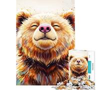 Puzzle da 1000 pezzi per adolescenti con ritratto di orso sorridente e effetto acquerello Puzzle antistress da 1000 pezzi ideale per le vacanze a casa per passare il tempo come di Natale