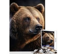 Puzzle da 1000 pezzi per adolescenti con ritratto di orso su sfondo scuro giocattoli antistress regali di Babbo Natale segreto gioco impossibile aiuta a esercitare il cervello dimensioni 50x75cm