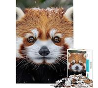 Puzzle da 1000 pezzi per adolescenti con ritratto di panda rosso nella neve invernale Puzzle per adulti giochi divertenti regali per donne giochi stimolanti (dimensioni 50x75cm)