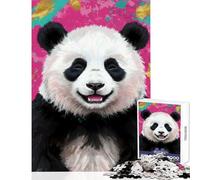 Puzzle da 1000 pezzi per adolescenti con ritratto di panda sorridente giocattolo educativo regali di Babbo Natale segreto gioco rompicapo aiuta a esercitare il cervello dimensioni 50x75cm