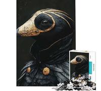 Puzzle da 1000 pezzi per adolescenti con ritratto di pulcinella di mare dorata e nera gioco rompicapo giocattolo intellettuale ottimo regalo per donne (dimensioni 50x75cm)
